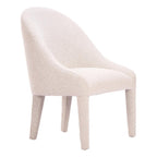 Ivory And White Faux Shearling And Wood Dining Side Chair