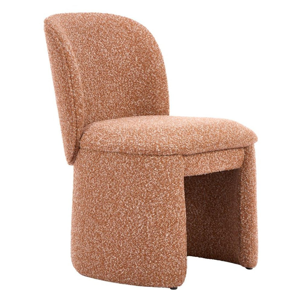 Set of Two Brown Faux Shearling And Wood Dining Side Chairs
