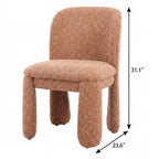 Set of Two Brown Faux Shearling And Wood Dining Side Chairs