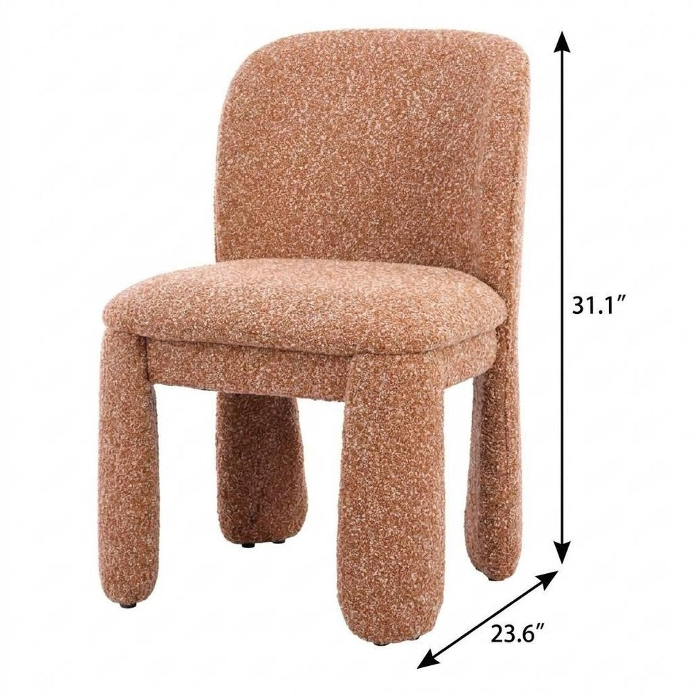 Set of Two Brown Faux Shearling And Wood Dining Side Chairs