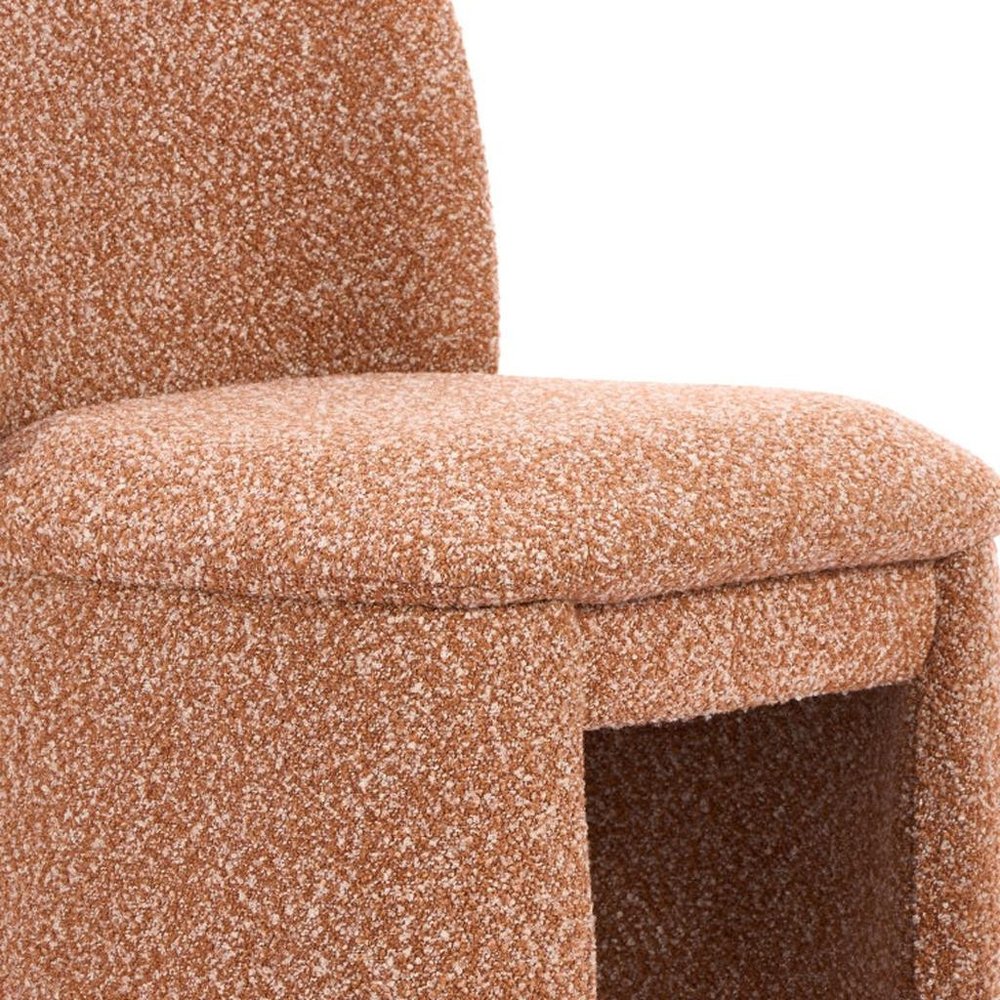 Set of Two Brown Faux Shearling And Wood Dining Side Chairs