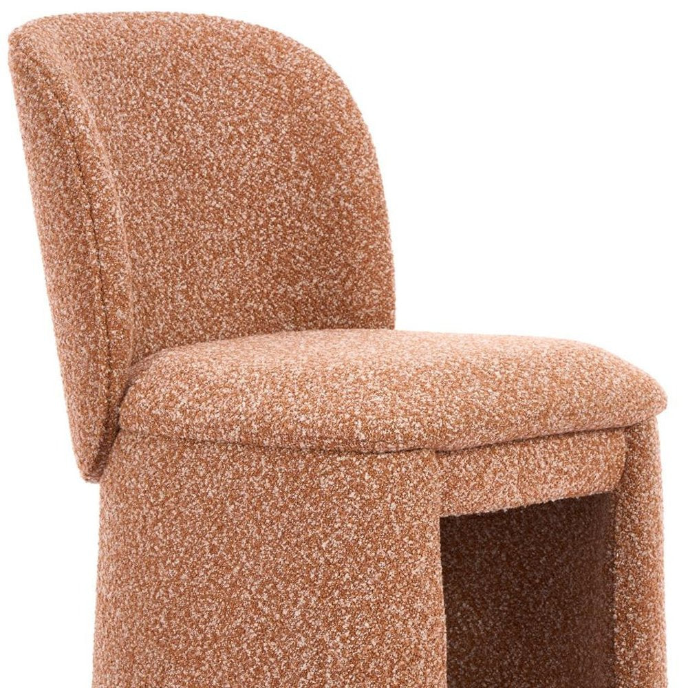 Set of Two Brown Faux Shearling And Wood Dining Side Chairs