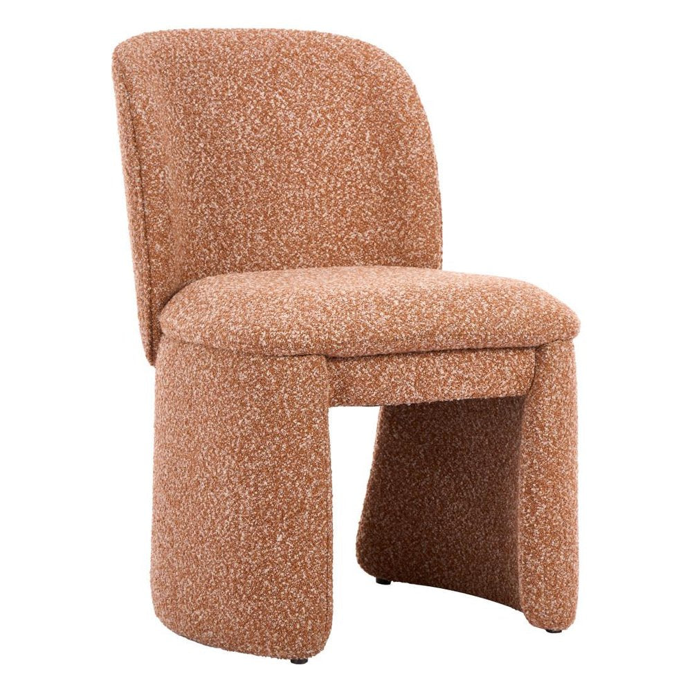 Set of Two Brown Faux Shearling And Wood Dining Side Chairs