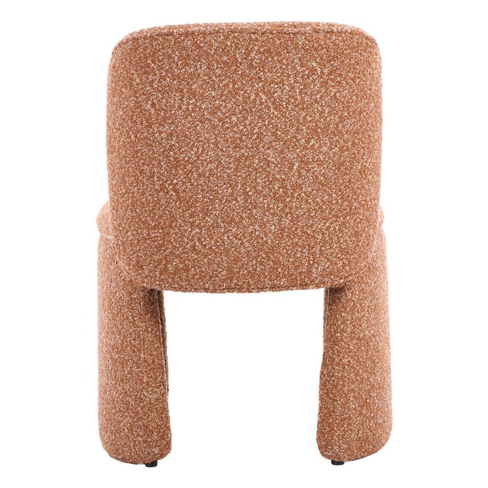 Set of Two Brown Faux Shearling And Wood Dining Side Chairs