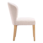Set of Two Ivory And Natural Faux Shearling And Wood Dining Side Chairs