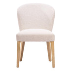 Set of Two Ivory And Natural Faux Shearling And Wood Dining Side Chairs