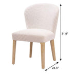 Set of Two Ivory And Natural Faux Shearling And Wood Dining Side Chairs