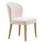 Set of Two Ivory And Natural Faux Shearling And Wood Dining Side Chairs