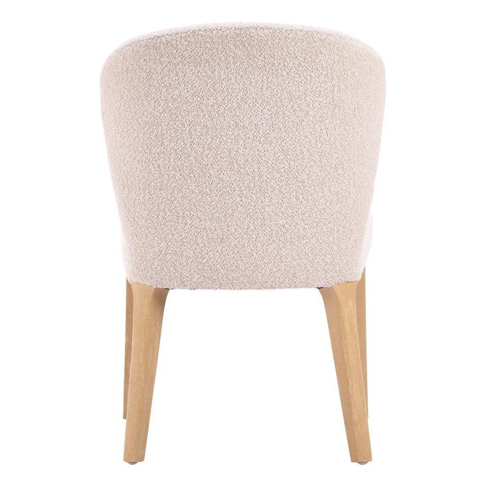 Set of Two Ivory And Natural Faux Shearling And Wood Dining Side Chairs