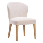 Set of Two Ivory And Natural Faux Shearling And Wood Dining Side Chairs
