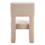 Set of Two Beige Faux Shearling And Wood Open Back Dining Side Chairs