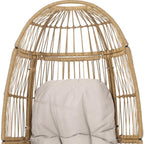 31" Gray Metal Outdoor Egg Chair with Gray Cushion