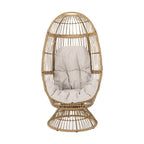 31" Gray Metal Outdoor Egg Chair with Gray Cushion