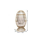 31" Gray Metal Outdoor Egg Chair with Gray Cushion