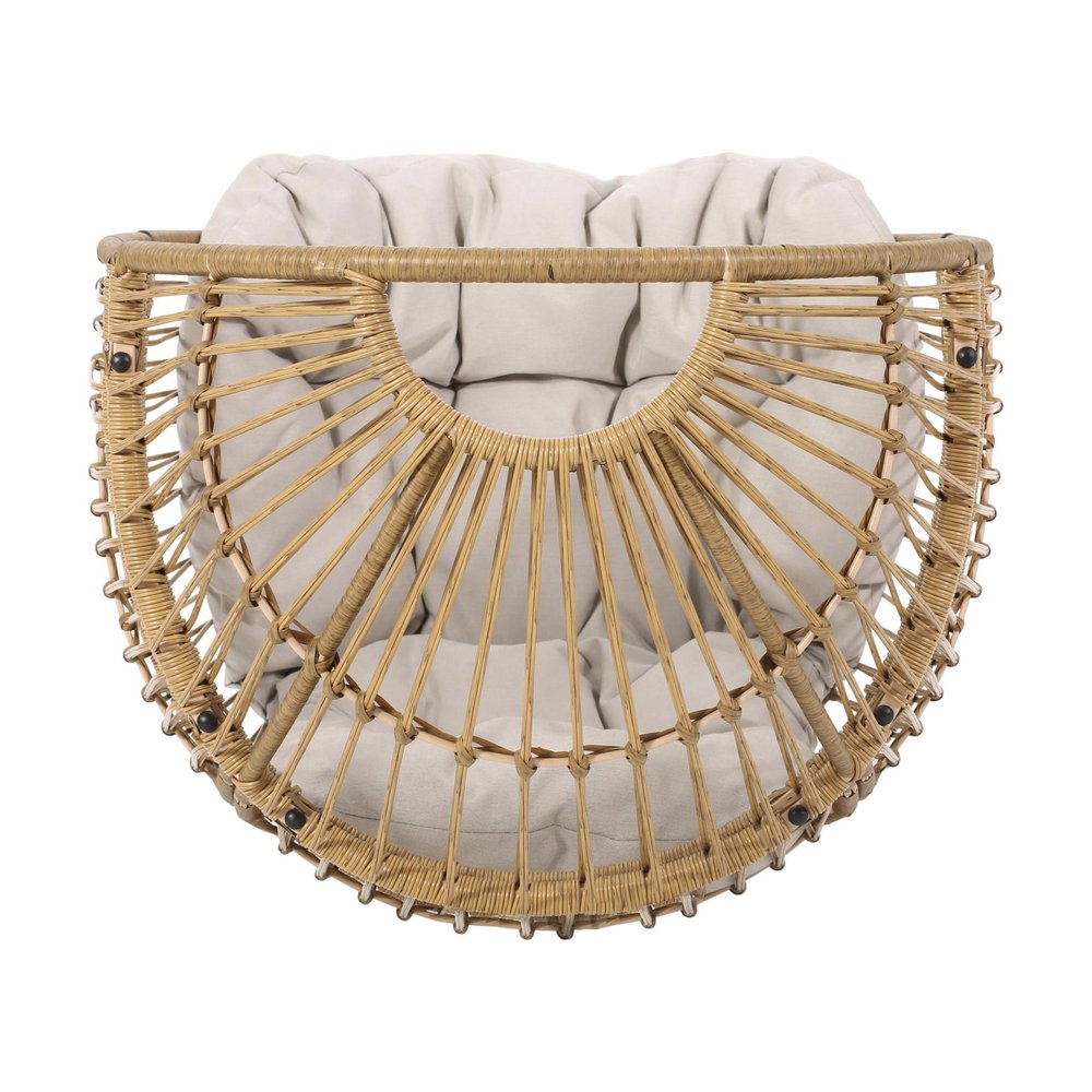 31" Gray Metal Outdoor Egg Chair with Gray Cushion