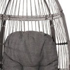 31" Gray Metal Outdoor Egg Chair with Gray Cushion