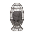 31" Gray Metal Outdoor Egg Chair with Gray Cushion