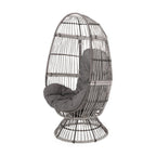 31" Gray Metal Outdoor Egg Chair with Gray Cushion