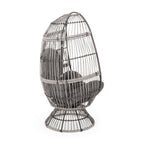 31" Gray Metal Outdoor Egg Chair with Gray Cushion