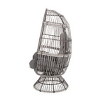 31" Gray Metal Outdoor Egg Chair with Gray Cushion