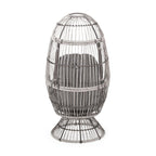 31" Gray Metal Outdoor Egg Chair with Gray Cushion