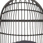 30" Gray Metal Outdoor Egg Chair with Gray Cushion