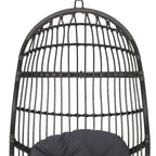 30" Gray Metal Outdoor Egg Chair with Gray Cushion