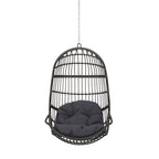 30" Gray Metal Outdoor Egg Chair with Gray Cushion