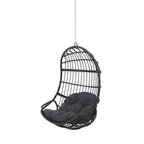 30" Gray Metal Outdoor Egg Chair with Gray Cushion