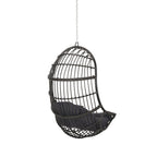 30" Gray Metal Outdoor Egg Chair with Gray Cushion