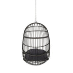 30" Gray Metal Outdoor Egg Chair with Gray Cushion