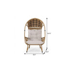 37" Beige Metal Outdoor Egg Chair with Beige Cushion