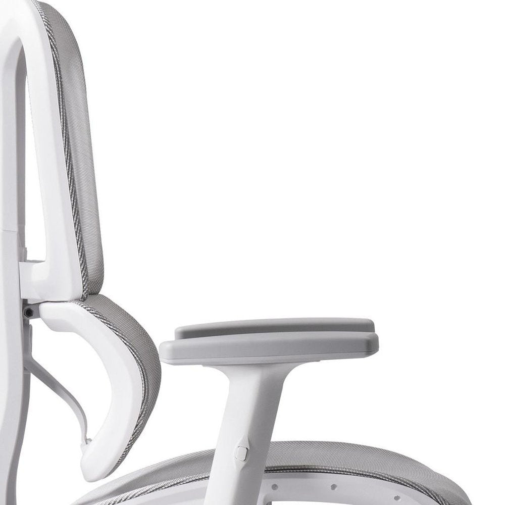 Light Gray And White Adjustable Height Swivel Rolling Gaming Chair With Footrest