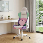 Pink Purple And White And White Swivel Rolling Gaming Chair