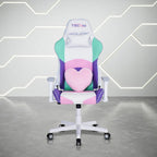 Pink Purple And White And White Swivel Rolling Gaming Chair