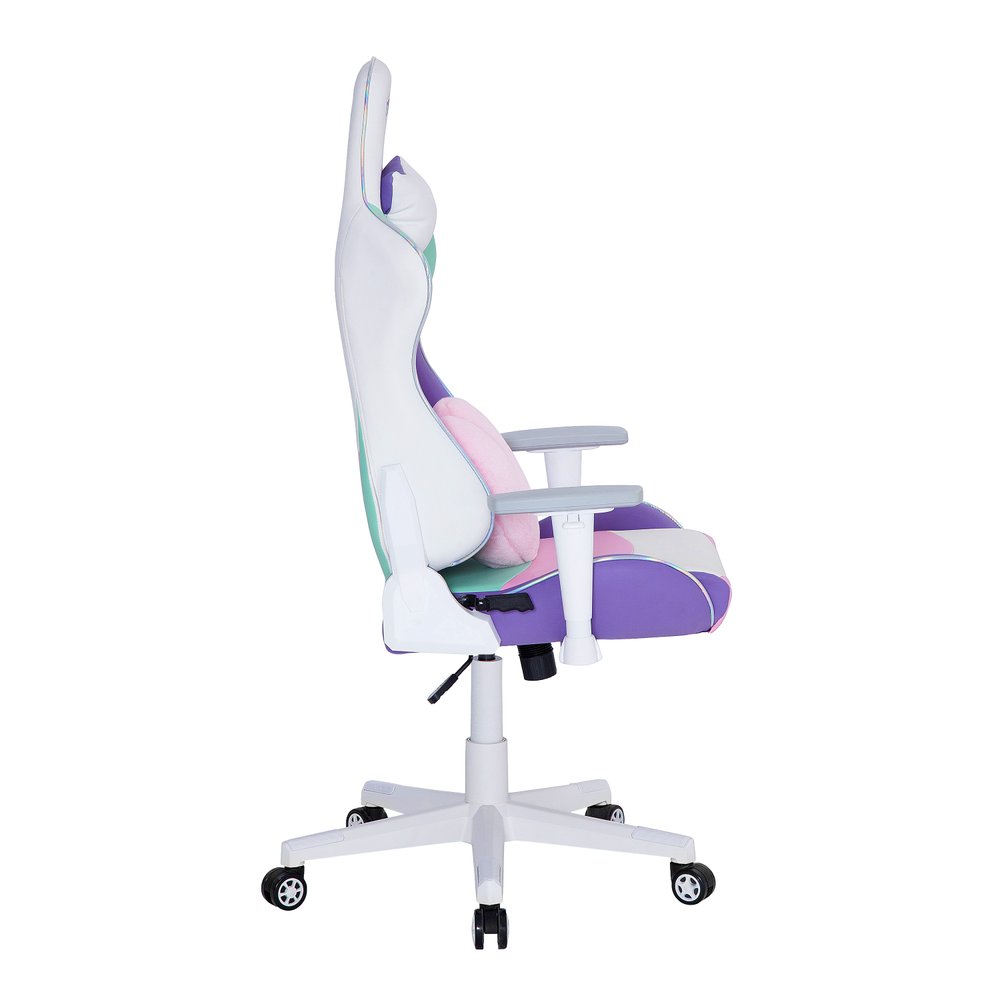 Pink Purple And White And White Swivel Rolling Gaming Chair