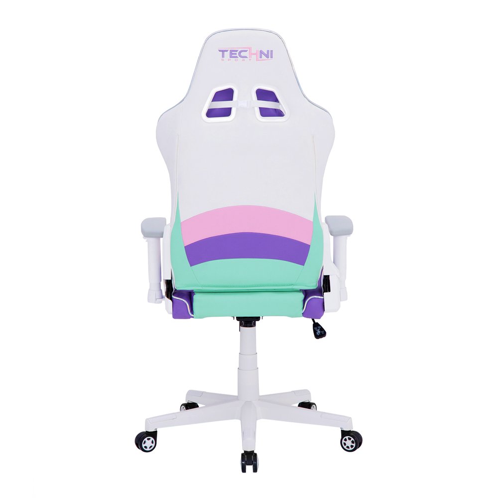 Pink Purple And White And White Swivel Rolling Gaming Chair