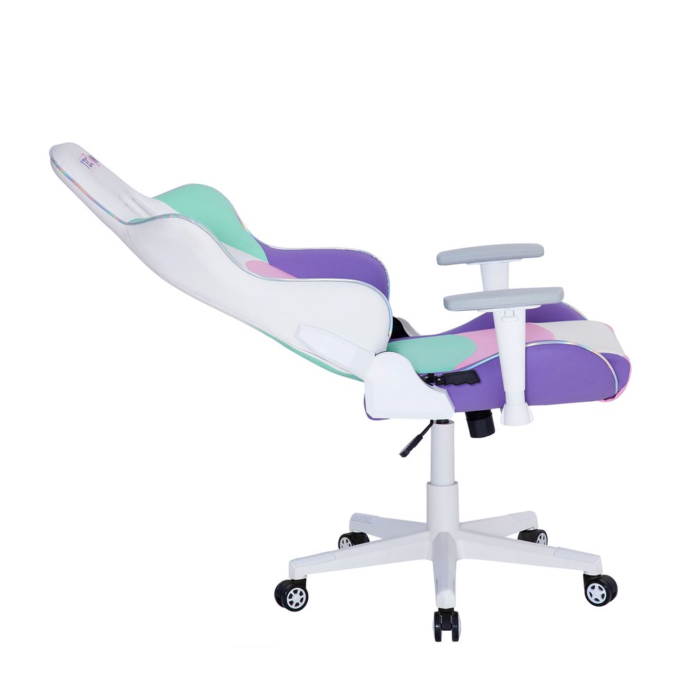 Pink Purple And White And White Swivel Rolling Gaming Chair