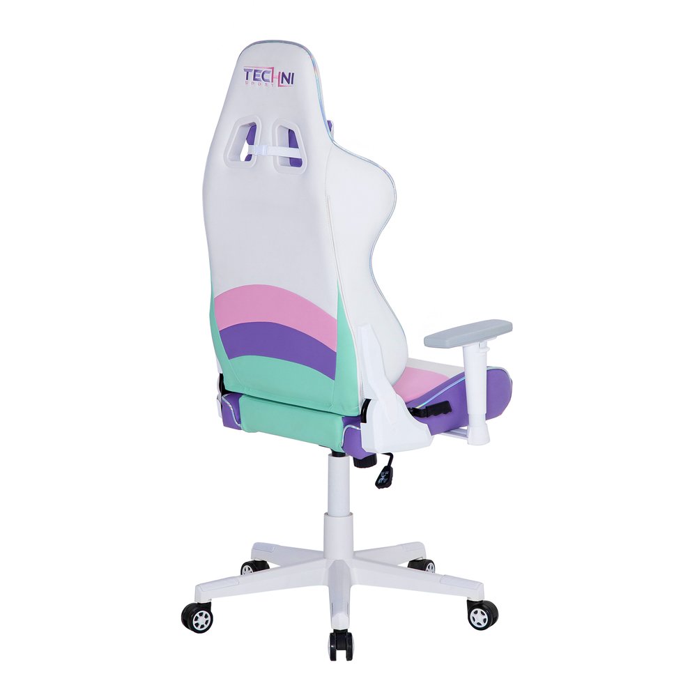 Pink Purple And White And White Swivel Rolling Gaming Chair