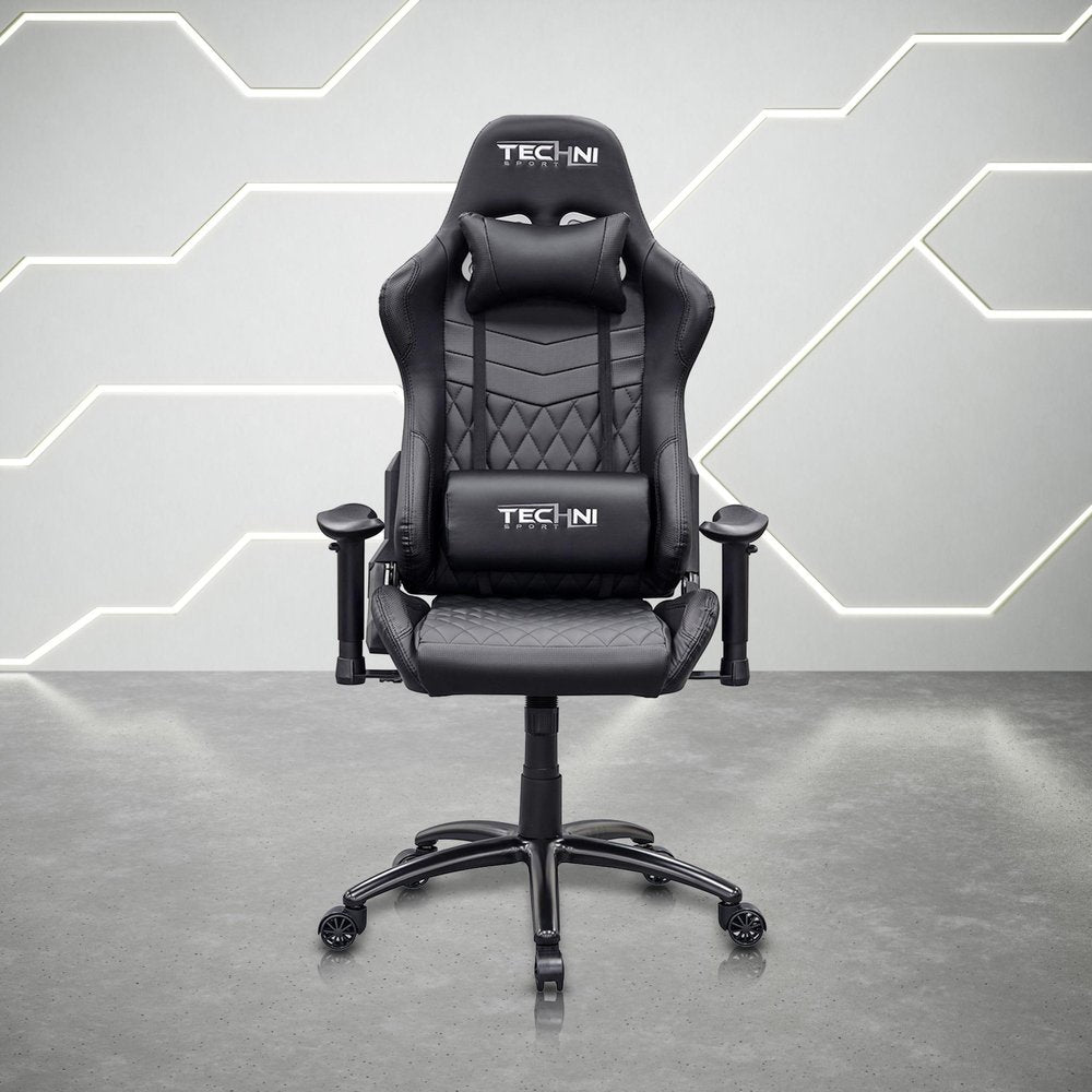 Black Swivel Rolling Racecar Gaming Chair