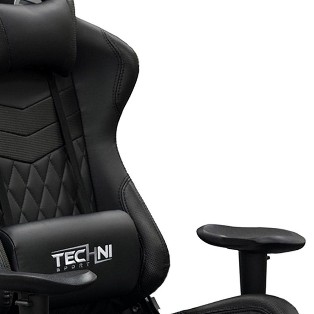Black Swivel Rolling Racecar Gaming Chair