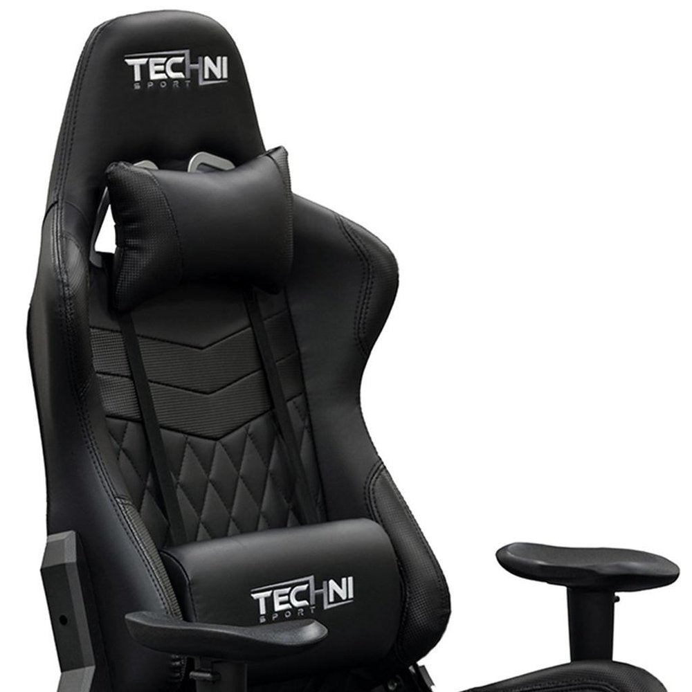Black Swivel Rolling Racecar Gaming Chair