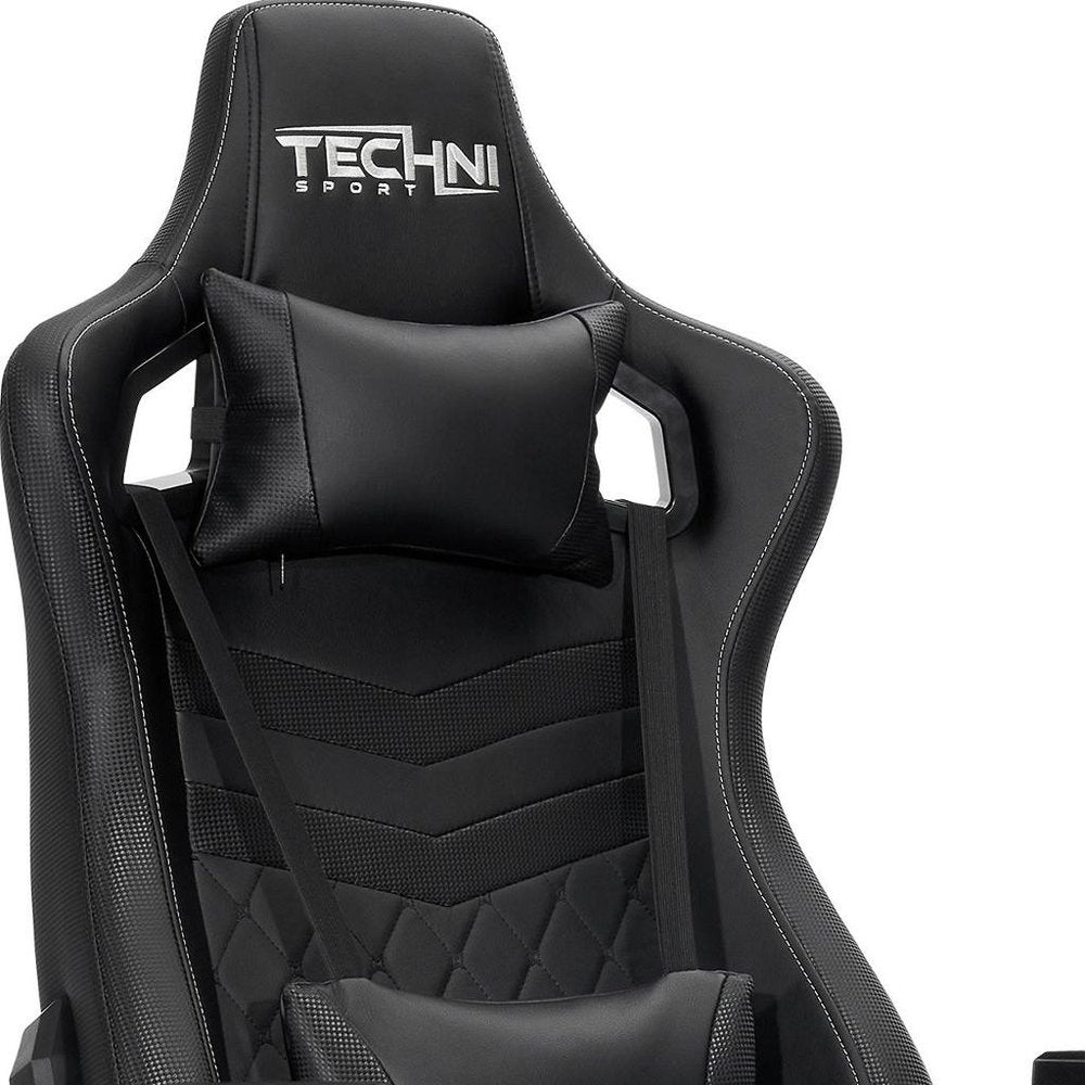 Black Swivel Rolling Racecar Gaming Chair