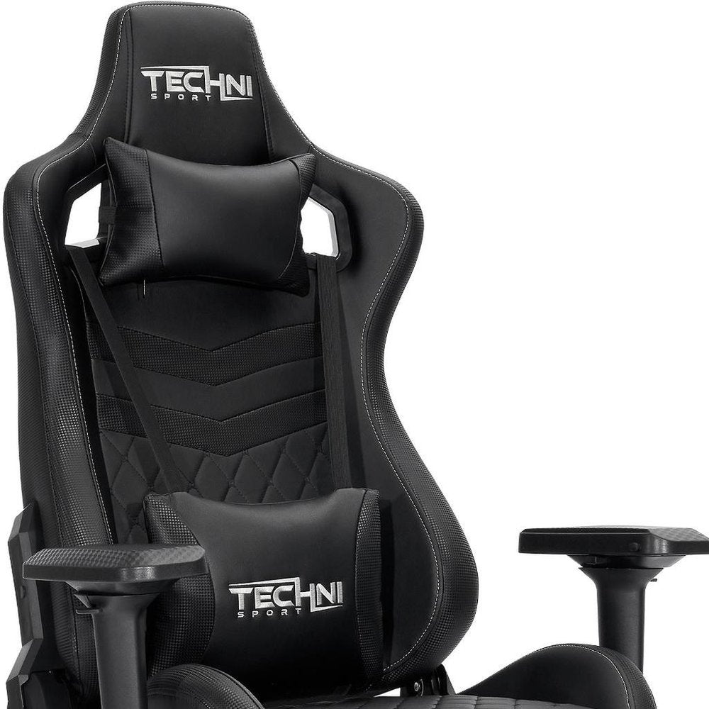Black Swivel Rolling Racecar Gaming Chair