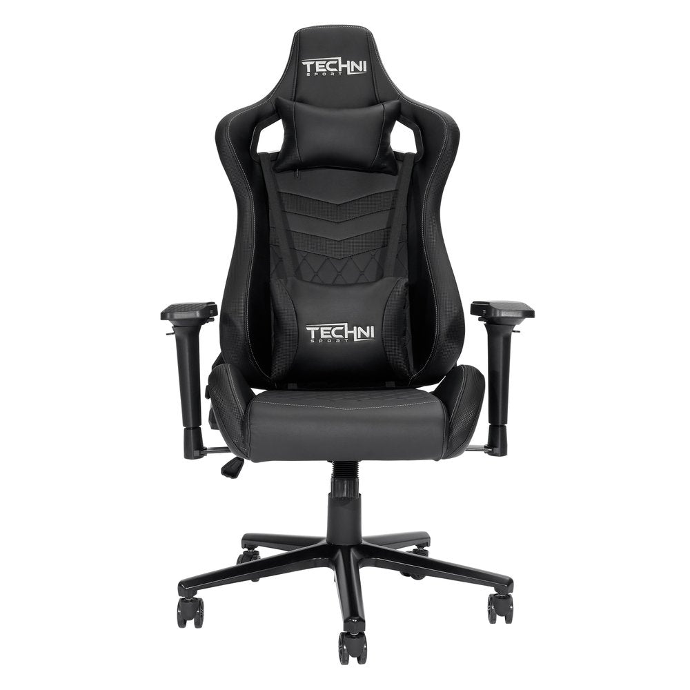 Black Swivel Rolling Racecar Gaming Chair