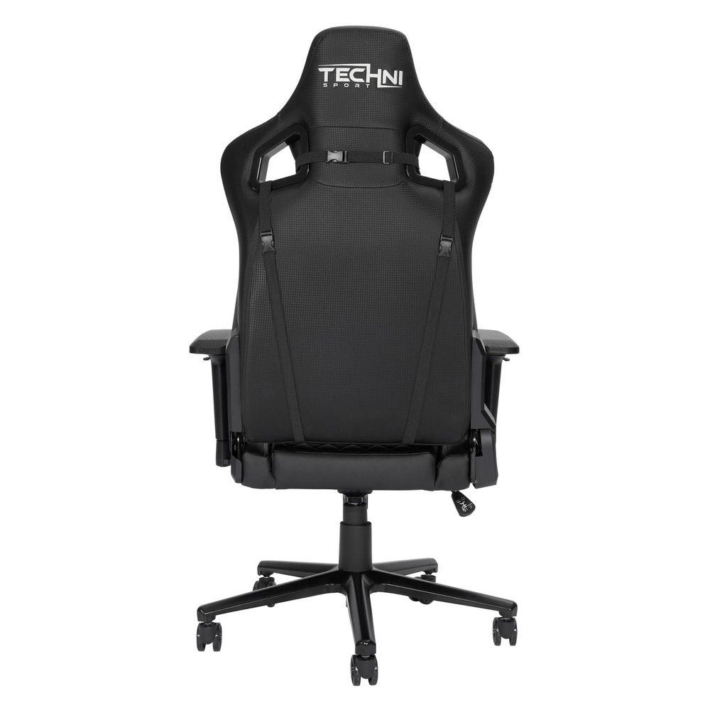 Black Swivel Rolling Racecar Gaming Chair