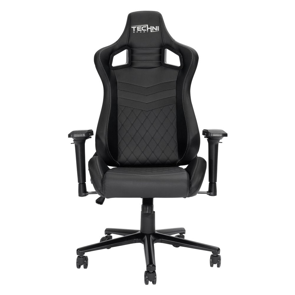Black Swivel Rolling Racecar Gaming Chair