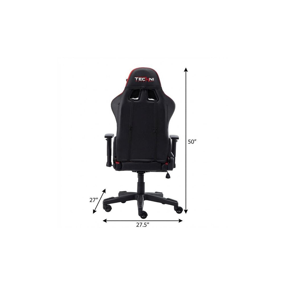 Black And Red And Black Swivel Rolling Gaming Chair