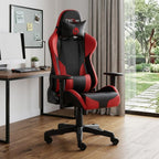 Black And Red And Black Swivel Rolling Gaming Chair