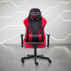 Black And Red And Black Swivel Rolling Gaming Chair